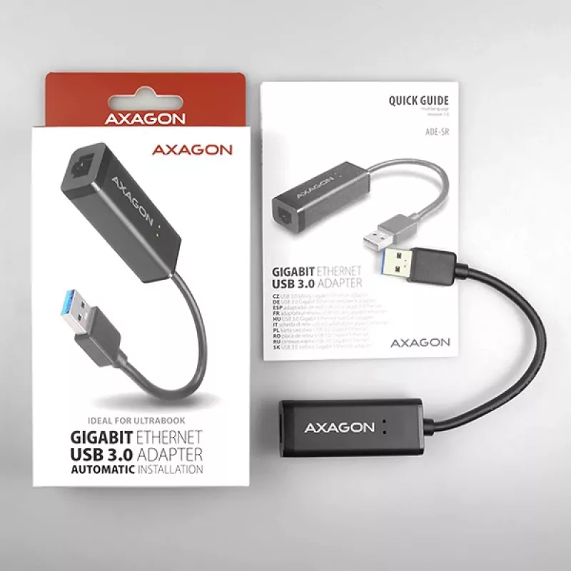Axagon ADE-SR USB-A gigabito eterneto adapteris, laidinis, USB, Ethernet, 1000 Mbit/s, juodas