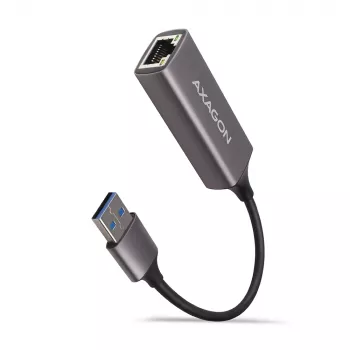 AXAGON ADE-TR USB 3.2 Gen 1 Type-A į Gigabit Ethernet adapteris — 10/100/1000 Mbps, metalinis titano pilkas, 5000 Mbit/s