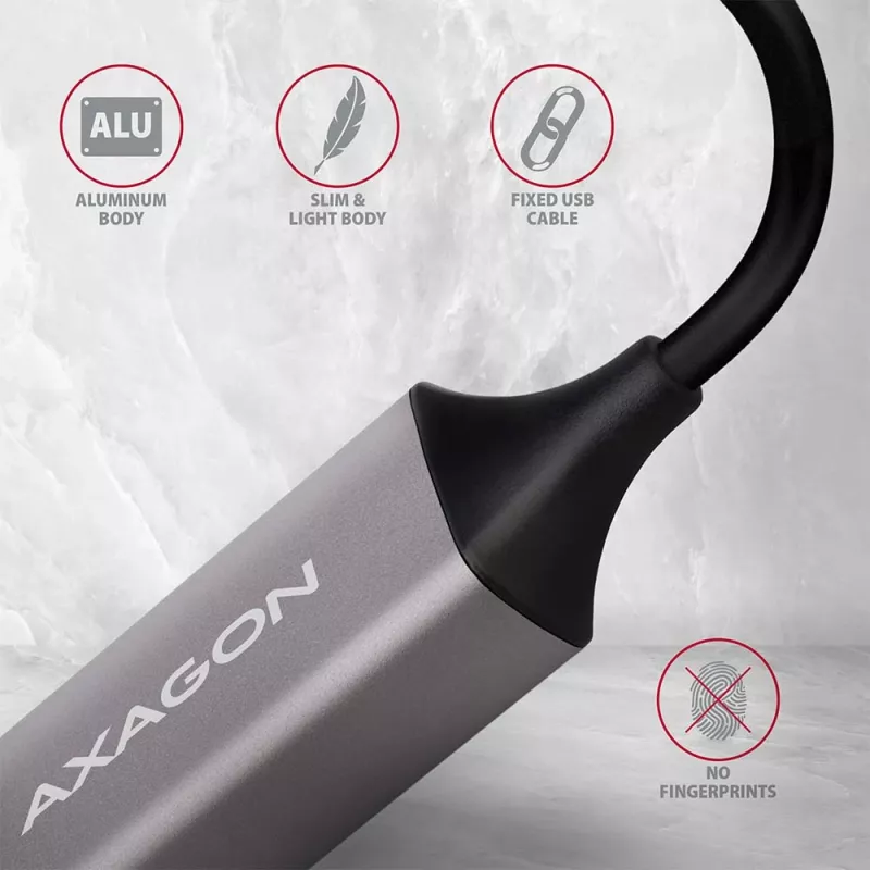 AXAGON ADE-TRC USB-C Gigabit Ethernet tinklo adapteris, 10/100/1000, Titan Grey