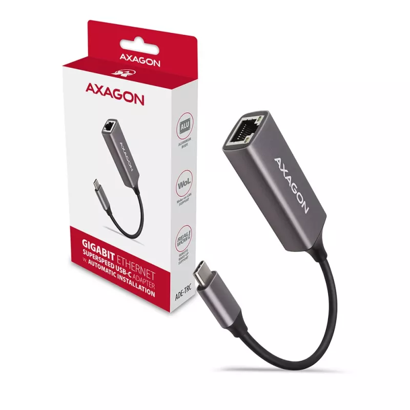 AXAGON ADE-TRC USB-C Gigabit Ethernet tinklo adapteris, 10/100/1000, Titan Grey
