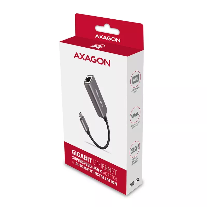 AXAGON ADE-TRC USB-C Gigabit Ethernet tinklo adapteris, 10/100/1000, Titan Grey