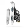 Axagon PCEA-S2N PCIe adapteris - 2x RS-232 prievadas, 250 kbps, su standartine ir žemo profilio kronšteinais