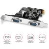 Axagon PCEA-S2N PCIe adapteris - 2x RS-232 prievadas, 250 kbps, su standartine ir žemo profilio kronšteinais