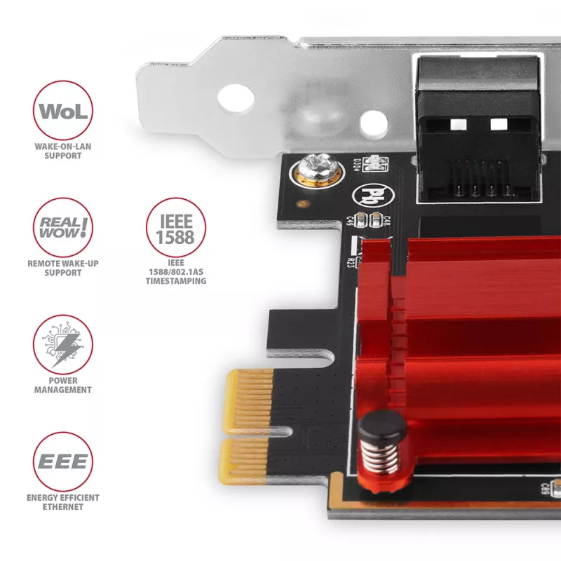 Axagon PCEE-G25 PCIe – 2.5 Gigabit Ethernet adapteris Realtek 8125, PXE, su SP ir LP