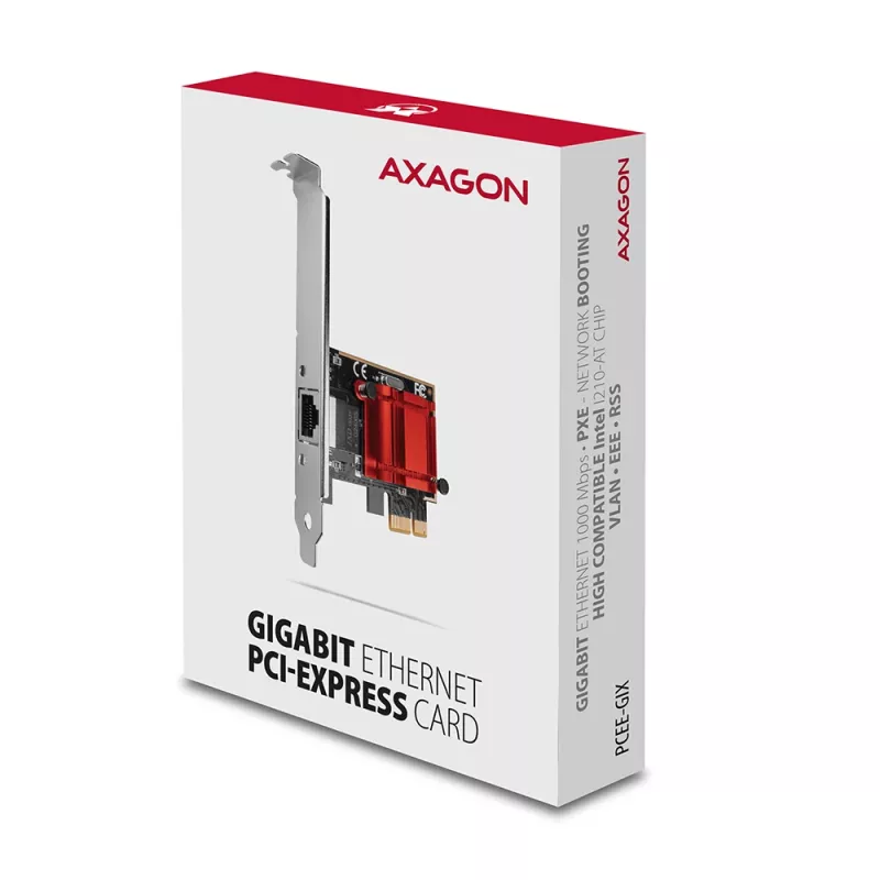 AXAGON PCEE-GIX PCIe Gigabit Ethernet tinklo kortelė, Intel I210-AT