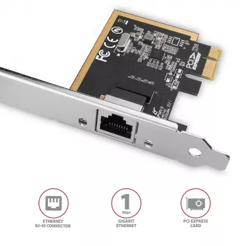 Axagon PCEE-GRF PCIe Gigabit Ethernet adapteris su Realtek 8111F ir SP & LP