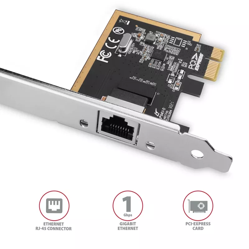 Axagon PCEE-GRF PCIe Gigabit Ethernet adapteris su Realtek 8111F ir SP & LP