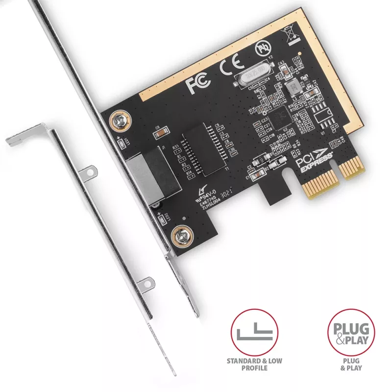 Axagon PCEE-GRF PCIe Gigabit Ethernet adapteris su Realtek 8111F ir SP & LP