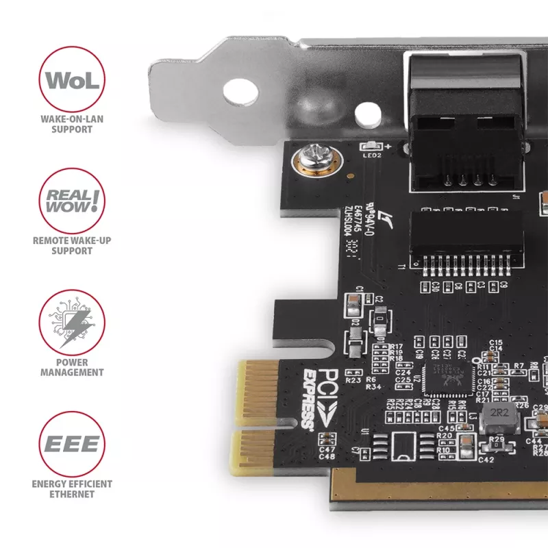 Axagon PCEE-GRF PCIe Gigabit Ethernet adapteris su Realtek 8111F ir SP & LP
