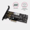 Axagon PCEM2-D PCIe x4 adapteris dviems M.2 NVMe M-key + SATA B-key SSD