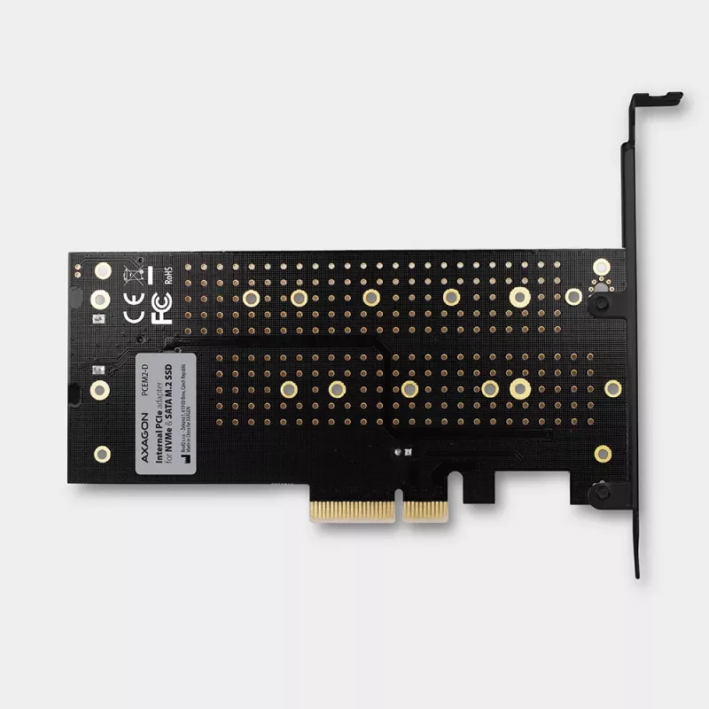 Axagon PCEM2-D PCIe x4 adapteris dviems M.2 NVMe M-key + SATA B-key SSD