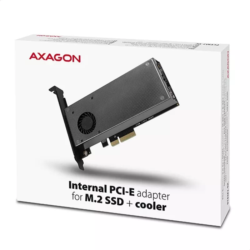 Axagon PCEM2-DC PCIe x4 – M.2 NVMe M-rakto + SATA B-rakto lizdo adapteris su aušinimu, SP & LP