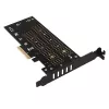 Axagon PCEM2-DC PCIe x4 – M.2 NVMe M-rakto + SATA B-rakto lizdo adapteris su aušinimu, SP & LP