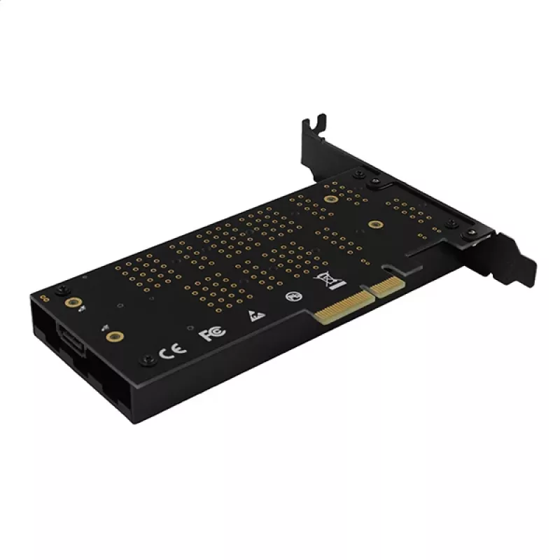 Axagon PCEM2-DC PCIe x4 – M.2 NVMe M-rakto + SATA B-rakto lizdo adapteris su aušinimu, SP & LP