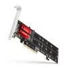 Axagon PCEM2-ND PCIe x8 adapteris dviems M.2 NVMe M-key lizdams, RAID, duomenų jungiklis, su standartiniu ir žemu profiliu