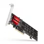 Axagon PCEM2-ND PCIe x8 adapteris dviems M.2 NVMe M-key lizdams, RAID, duomenų jungiklis, su standartiniu ir žemu profiliu