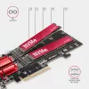 Axagon PCEM2-ND PCIe x8 adapteris dviems M.2 NVMe M-key lizdams, RAID, duomenų jungiklis, su standartiniu ir žemu profiliu