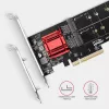 Axagon PCEM2-ND PCIe x8 adapteris dviems M.2 NVMe M-key lizdams, RAID, duomenų jungiklis, su standartiniu ir žemu profiliu