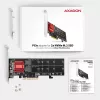 Axagon PCEM2-ND PCIe x8 adapteris dviems M.2 NVMe M-key lizdams, RAID, duomenų jungiklis, su standartiniu ir žemu profiliu