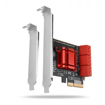 Interfeiso kortelė AXAGON PCES-SA6 – PCIe į SATA (ASM1166), 6 Gbit/s, pilno aukščio/žemo profilio, vidinė