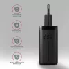 Axagon ACU-DPQ65 GaN sieninis įkroviklis 65W, 3x prievadas (USB-A + du USB-C), PD3.0/QC4+/PPS/Apple