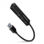 Axagon HMA-GL3A USB 3.0 kelių prievadų centras su Gigabit LAN, 3x USB-A, microSD, juodas
