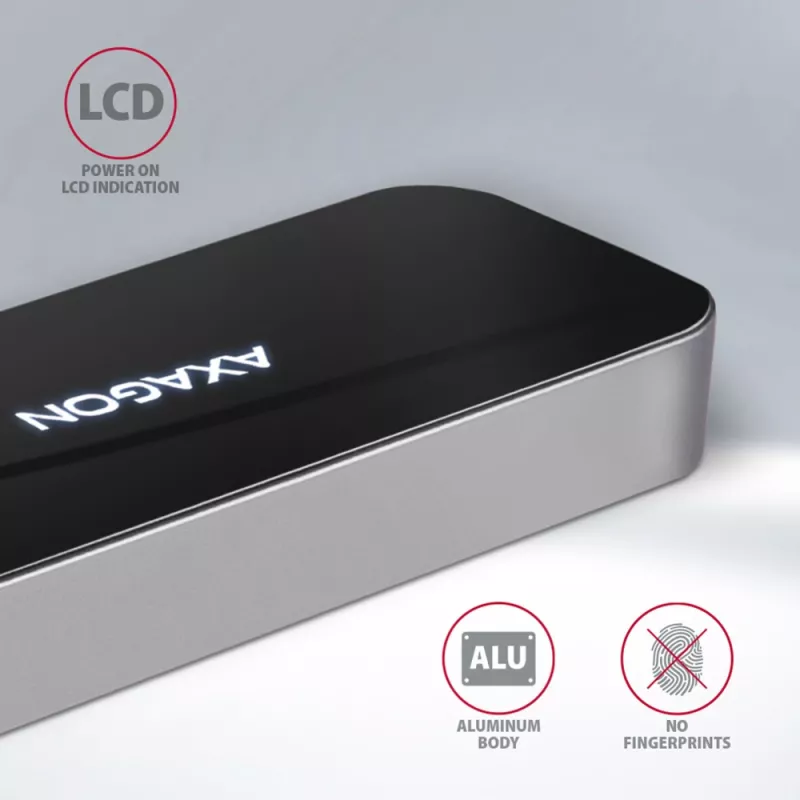 Axagon HMC-6GL USB 3.2 Gen 1 šakotuvas, 3x USB-A, HDMI 4k/30Hz, RJ-45, PD 100W, 20cm USB-C laidas