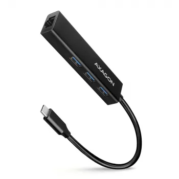 USB-C HUB Axagon HMC-GL3A 3x USB-A Gbit-LAN Juodas