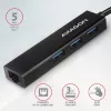 USB-C HUB Axagon HMC-GL3A 3x USB-A Gbit-LAN Juodas