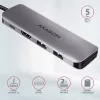 Axagon HMC-5 USB 3.2 Gen 1 hubas, 2x USB-A, HDMI, SD/microSD, PD 100W, 20 cm USB-C laidas