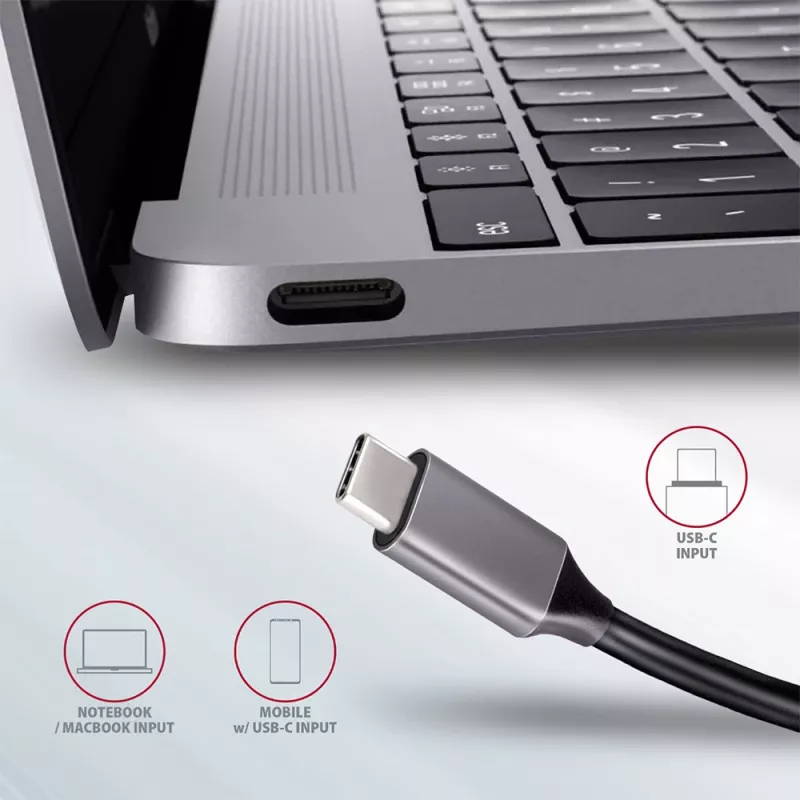 Axagon HMC-5 USB 3.2 Gen 1 hubas, 2x USB-A, HDMI, SD/microSD, PD 100W, 20 cm USB-C laidas