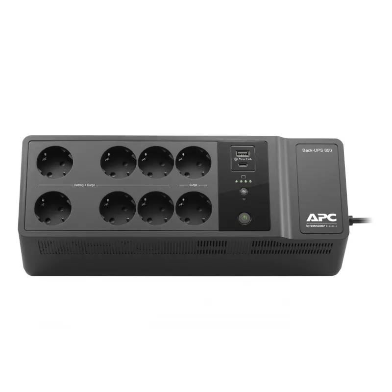 APC Back-UPS BE850G2-GR - Nepertraukiamo maitinimo šaltinis 8 lizdai, 850VA, 2 USB įkrovimo prievadai, 1 USB duomenų prievadas