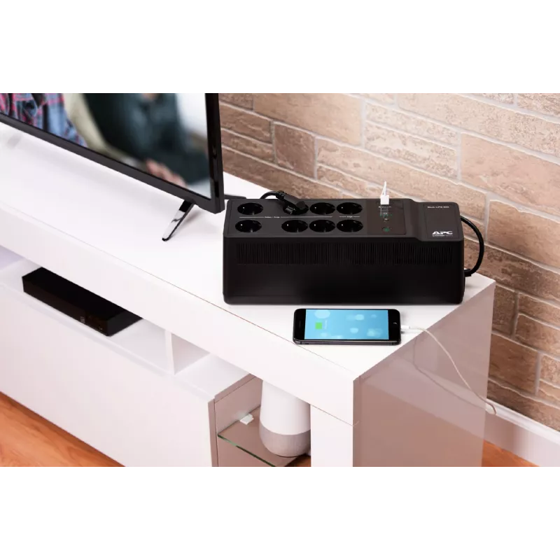 APC Back-UPS BE850G2-GR - Nepertraukiamo maitinimo šaltinis 8 lizdai, 850VA, 2 USB įkrovimo prievadai, 1 USB duomenų prievadas