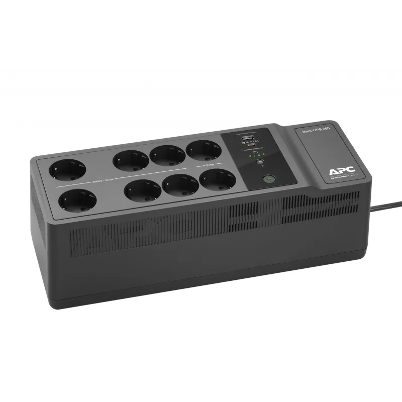 APC Back-UPS BE850G2-GR - Nepertraukiamo maitinimo šaltinis 8 lizdai, 850VA, 2 USB įkrovimo prievadai, 1 USB duomenų prievadas