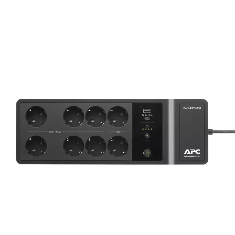 APC Back-UPS BE850G2-GR - Nepertraukiamo maitinimo šaltinis 8 lizdai, 850VA, 2 USB įkrovimo prievadai, 1 USB duomenų prievadas