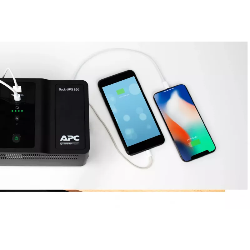 APC Back-UPS BE850G2-GR - Nepertraukiamo maitinimo šaltinis 8 lizdai, 850VA, 2 USB įkrovimo prievadai, 1 USB duomenų prievadas