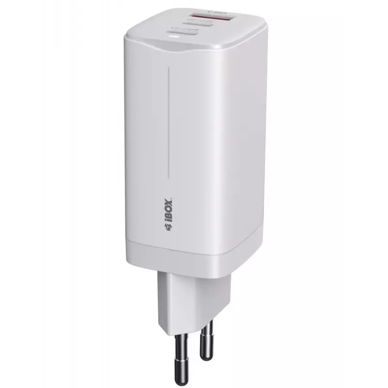 Įkroviklis IBOX ILUC65W, 65 W, 2x USB-C + 1x USB-A, baltas, 1,5 m laidas