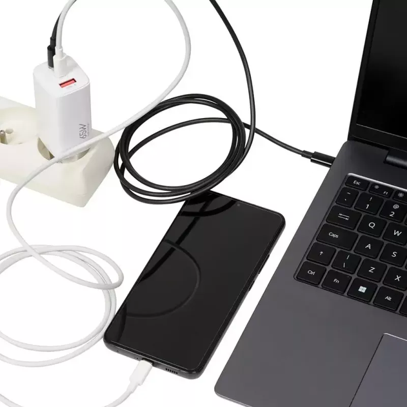 Įkroviklis IBOX ILUC65W, 65 W, 2x USB-C + 1x USB-A, baltas, 1,5 m laidas
