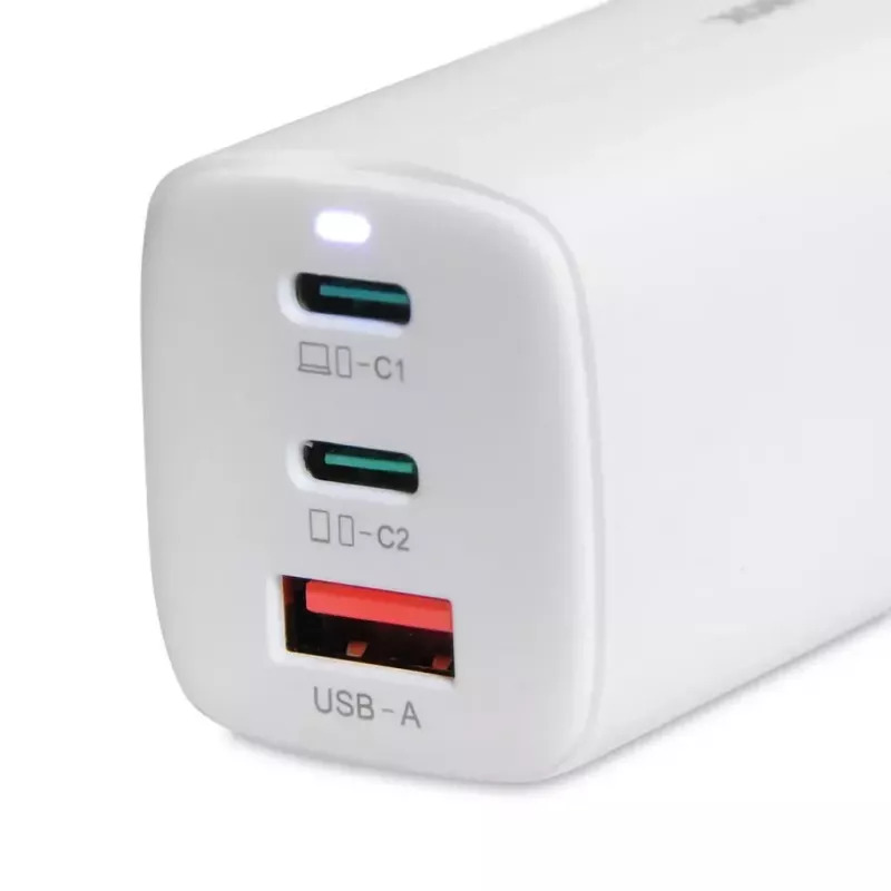 Įkroviklis IBOX ILUC65W, 65 W, 2x USB-C + 1x USB-A, baltas, 1,5 m laidas