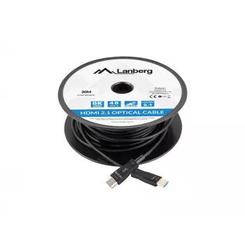 LANBERG HDMI 2.1 optinis AOC laidas, 30 m, juodas