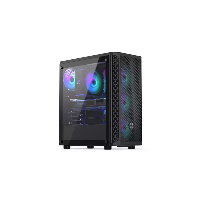 PC korpusas ENDORFY Signum 300 ARGB Tower Black — ATX, grūdintas stiklas, ARGB apšvietimas, palaiko GPU iki 350 mm, CPU aušintuvo aukštis iki 161 mm