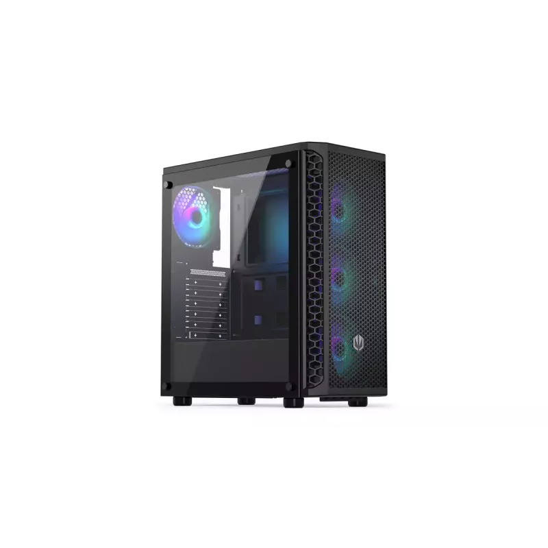 PC korpusas ENDORFY Signum 300 ARGB Tower Black — ATX, grūdintas stiklas, ARGB apšvietimas, palaiko GPU iki 350 mm, CPU aušintuvo aukštis iki 161 mm