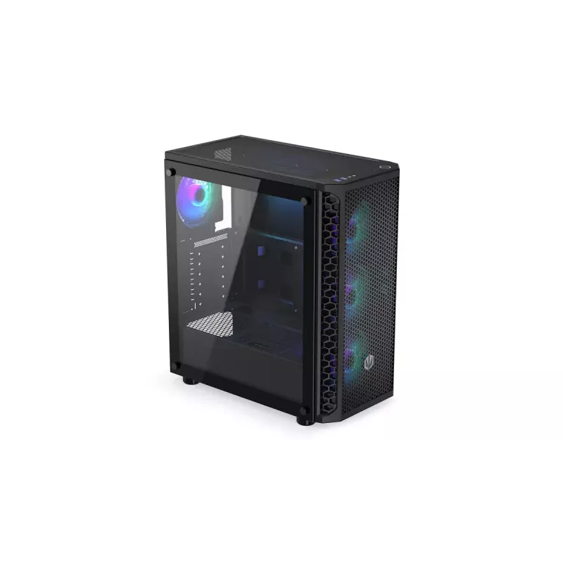 PC korpusas ENDORFY Signum 300 ARGB Tower Black — ATX, grūdintas stiklas, ARGB apšvietimas, palaiko GPU iki 350 mm, CPU aušintuvo aukštis iki 161 mm