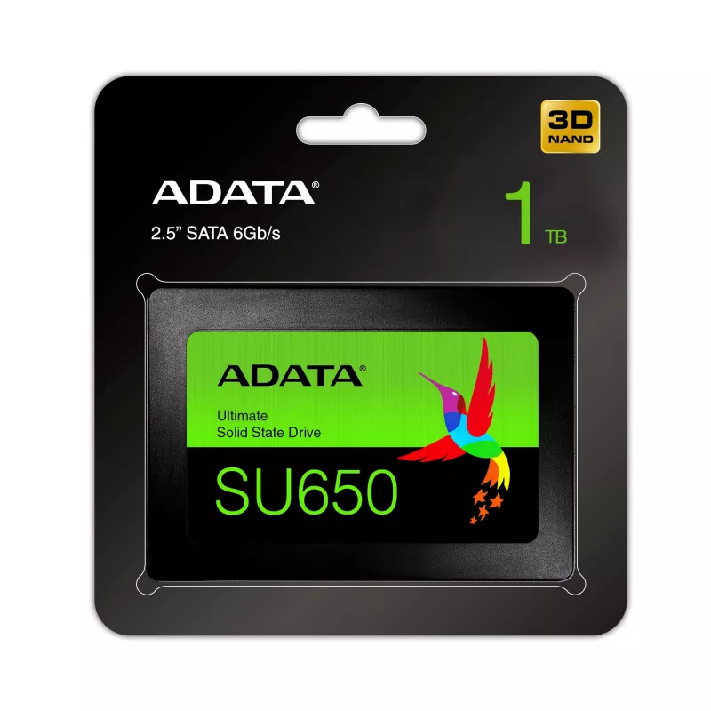 2,5 colio SATA III SSD ADATA SU650 1 TB – 520 MB/s skaitymas, 450 MB/s rašymas, 3D NAND