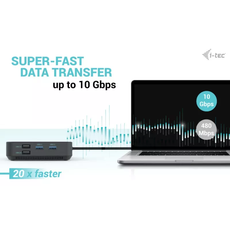 i-tec USB-C HDMI Dual DP dokų stotelė su Power Delivery 100 W ir universaliu 100 W įkrovikliu