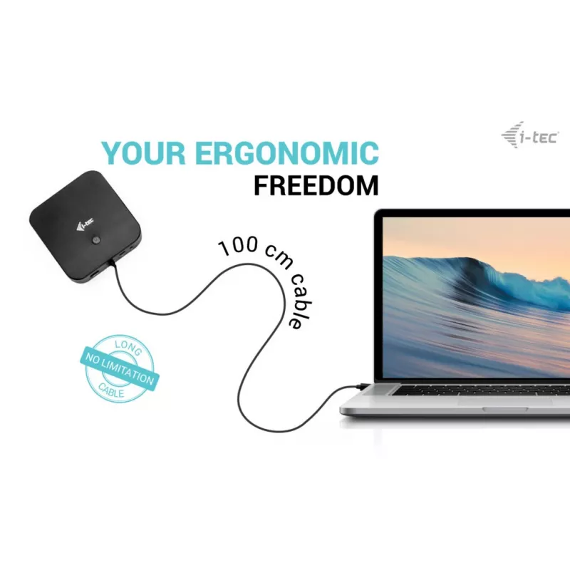 i-tec USB-C HDMI Dual DP dokų stotelė su Power Delivery 100 W ir universaliu 100 W įkrovikliu