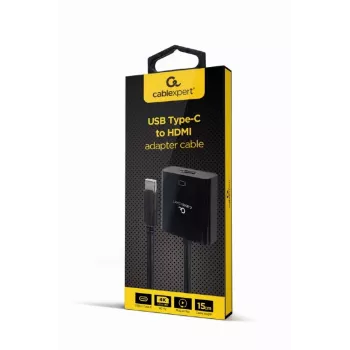 Gembird USB Type-C į HDMI adapterio laidas, 4K@60Hz, 15 cm, juodos spalvos