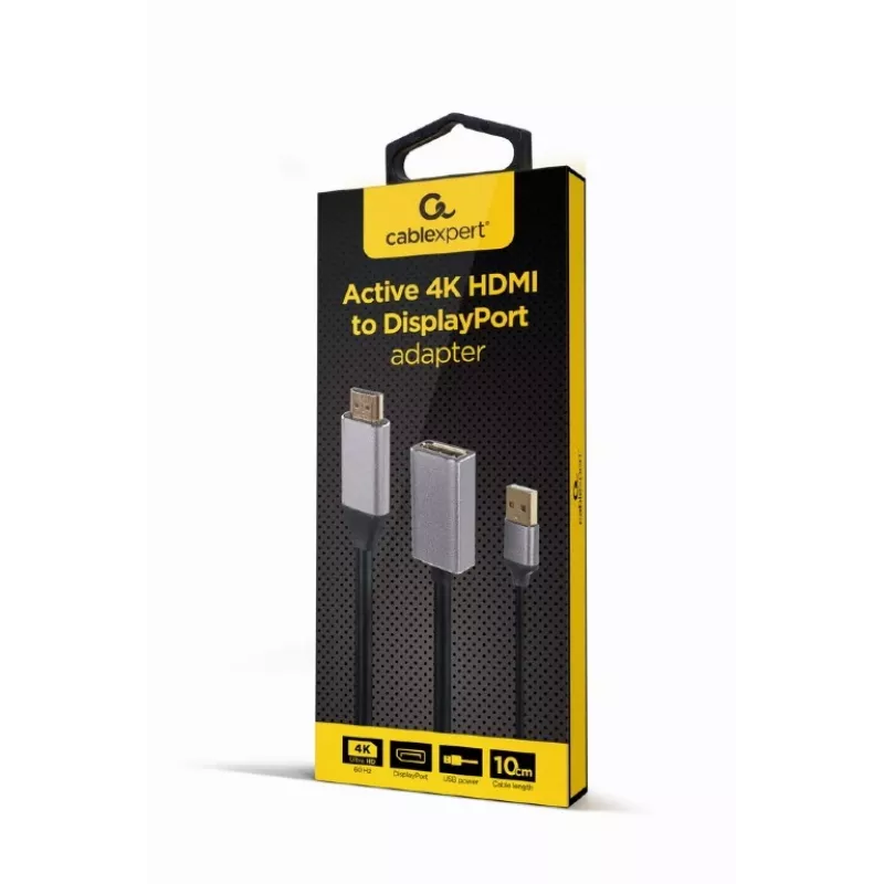 GEMBIRD Active 4K HDMI vyriškas į DisplayPort moterišką adapteris, juodas