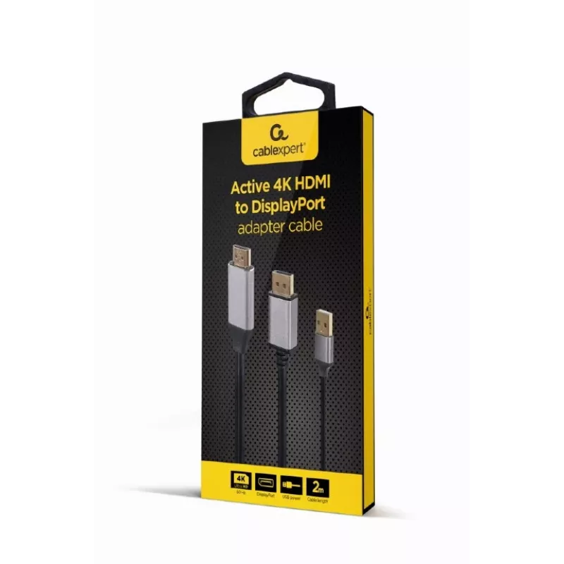 Gembird aktyvus 4K HDMI (vyriškas) į DisplayPort (vyrišką) adapterio laidas, 2 m - juodos spalvos