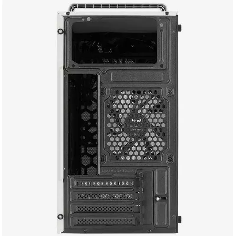 Kompiuterio korpusas AEROCOOL PGS CS-109-G-WT-v1 Mini Tower SPCC baltas – microATX, iki 26 cm GPU, FRGB, tinklinis priekis